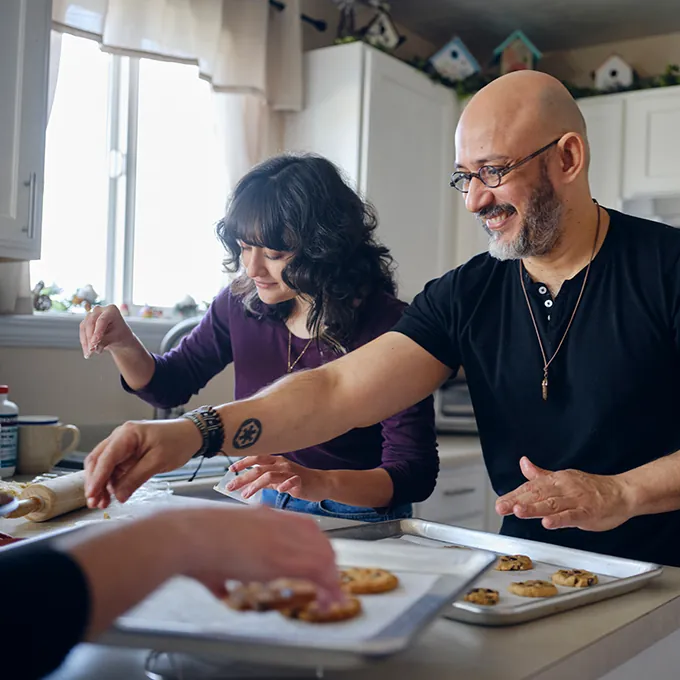 family baking in the kitchen